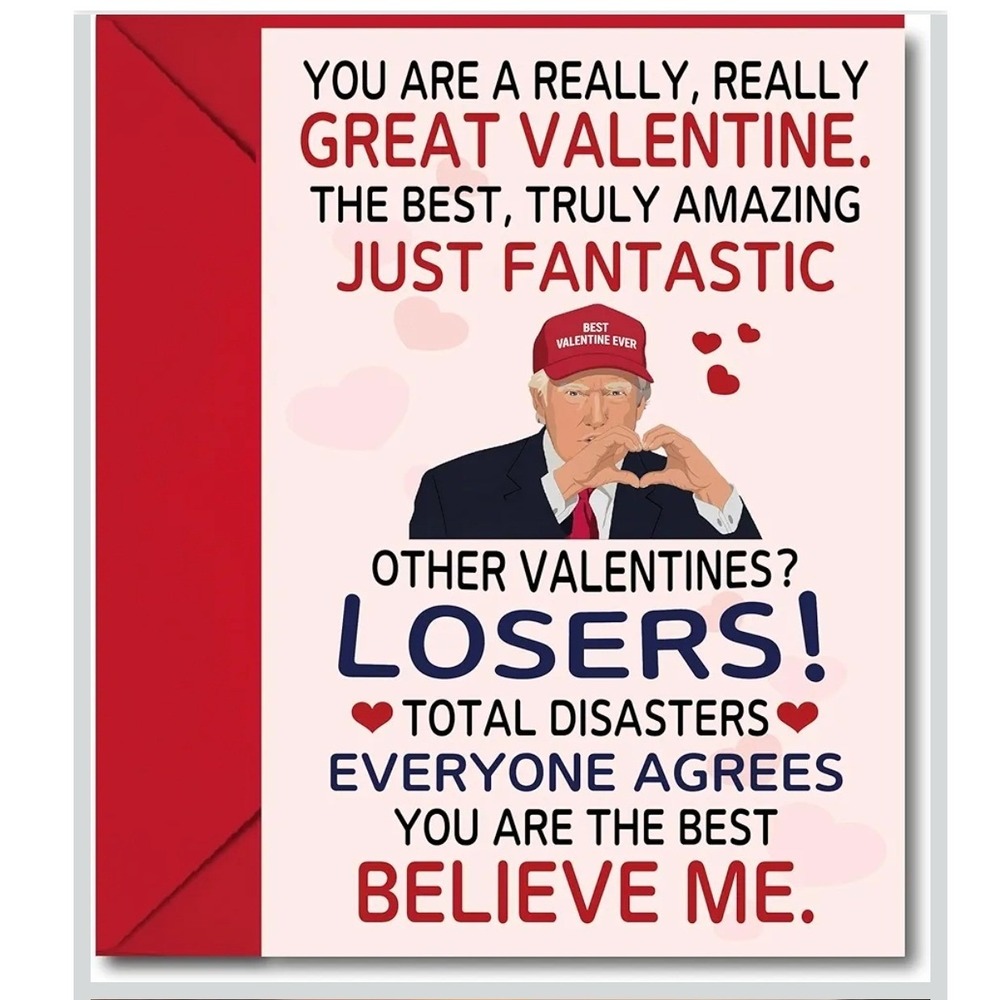 Donald Trump Funny Valentine's Day Greeting Card with Red Envelope (2)